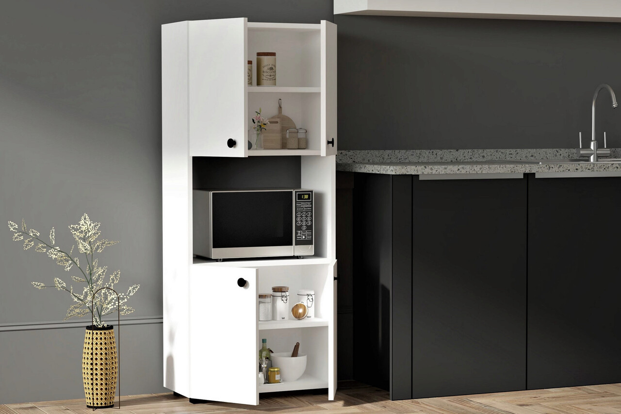 Dulap pentru bucatarie, Hanah Home, Ayaz, 60x140x31.4 cm, Alb - imagine 5